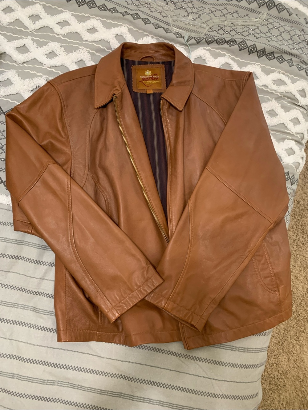 The Territory Ahead Men's Leather Bomber Jacket - Cognac Brown